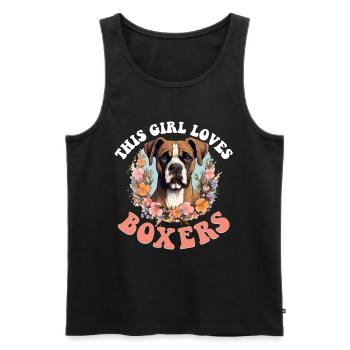 Boxer chien race animal de compagnie - cette fille aime les boxers - Débardeur bio Premium Homme - noir - Devant - Michal (187cm)