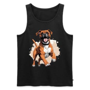 Boxer Dog Breed Pet - Cute Graphic - Men's Premium Organic Tank Top - black - Front - AI Model Male 178 light (178cm)