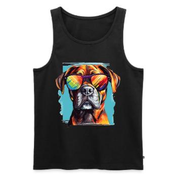 Boxer Dog Breed Pet Sunglasses Pop Art Colorful - Männer Premium Bio Tank Top - Schwarz - Vorne - Michal (187cm)