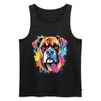 Boxer chien race animal de compagnie - Pop Art coloré - Débardeur bio Premium Homme - noir - Devant - AI Model Male 178 light (178cm)