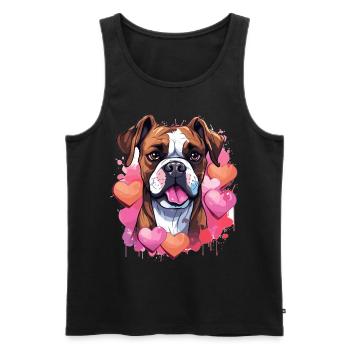 Boxer Dog Breed Pet - Cute Graphic with hearts - Men's Premium Organic Tank Top - black - Front - AI Model Male 178 light (178cm)