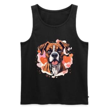 Boxer Dog Breed Pet - Cute Graphic with hearts - Men's Premium Organic Tank Top - black - Front - AI Model Male 178 light (178cm)