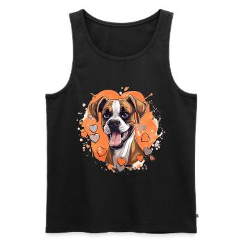 Boxer Dog Breed Pet - Cute Graphic with hearts - Men's Premium Organic Tank Top - black - Front - AI Model Male 178 light (178cm)