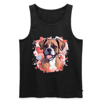 Boxer Dog Breed Pet - Cute Graphic with hearts - Men's Premium Organic Tank Top - black - Front - AI Model Male 178 light (178cm)