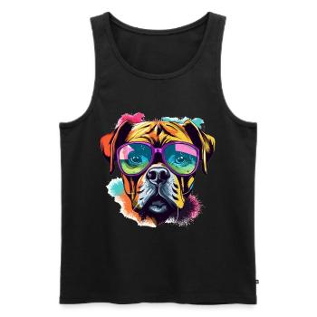 Boxer Dog Breed Pet Sunglasses Pop Art Colorful - Männer Premium Bio Tank Top - Schwarz - Vorne - Michal (187cm)