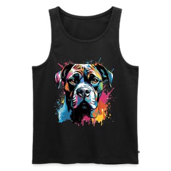 Boxer chien race animal de compagnie - Pop Art coloré - Débardeur bio Premium Homme - noir - Devant - AI Model Male 178 light (178cm)