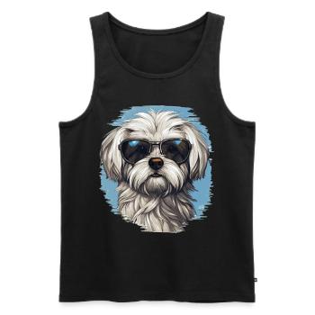 Maltese Dog Breed Pet with Sunglasses - Männer Premium Bio Tank Top - Schwarz - Vorne - Michal (187cm)