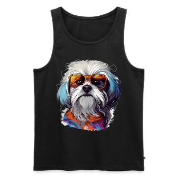 Maltese Dog Breed Pet with Sunglasses - Männer Premium Bio Tank Top - Schwarz - Vorne - Michal (187cm)