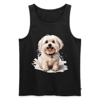 Maltese Dog Breed Pet Cute Graphic - Männer Premium Bio Tank Top - Schwarz - Vorne - Michal (187cm)