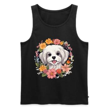 Maltese Dog Breed Pet Cute Graphic with Flowers - Männer Premium Bio Tank Top - Schwarz - Vorne - Michal (187cm)