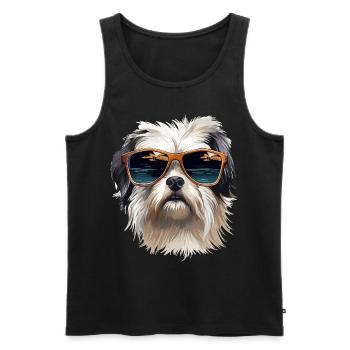 Maltese Dog Breed Pet with Sunglasses - Männer Premium Bio Tank Top - Schwarz - Vorne - Michal (187cm)