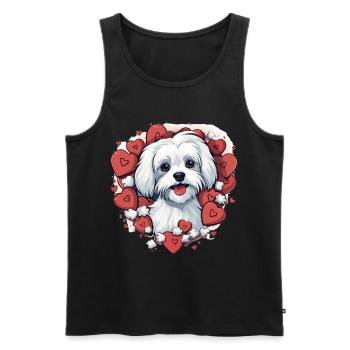 Maltese Dog Breed Pet Cute Graphic with Hearts - Men's Premium Organic Tank Top - black - Front - Michal (187cm)