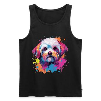 Maltese Dog Breed Pet Pop Art - Männer Premium Bio Tank Top - Schwarz - Vorne - Michal (187cm)