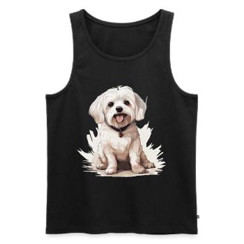 Maltese Dog Breed Pet Cute Graphic - Männer Premium Bio Tank Top - Schwarz - Vorne - Michal (187cm)
