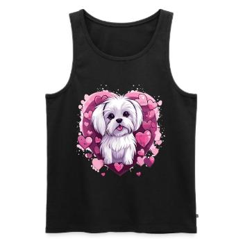 Maltese Dog Breed Pet Cute Graphic with Hearts - Men's Premium Organic Tank Top - black - Front - Michal (187cm)