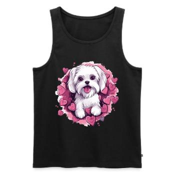 Maltese Dog Breed Pet Cute Graphic with Hearts - Men's Premium Organic Tank Top - black - Front - Michal (187cm)