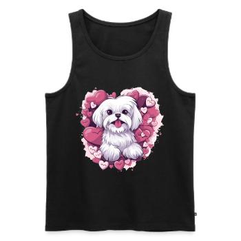 Maltese Dog Breed Pet Cute Graphic with Hearts - Men's Premium Organic Tank Top - black - Front - Michal (187cm)