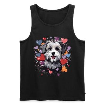 Morkie Dog Breed Pet Cute Graphic with Hearts - Men's Premium Organic Tank Top - black - Front - Michal (187cm)