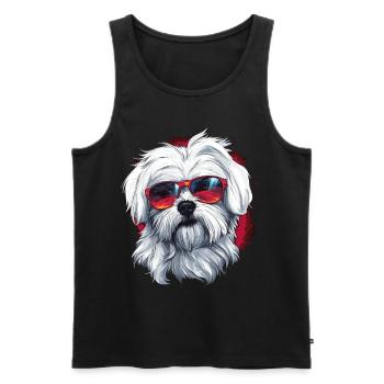 Maltese Dog Breed Pet with Sunglasses - Männer Premium Bio Tank Top - Schwarz - Vorne - Michal (187cm)