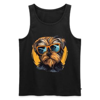 Morkie Dog Breed Pet Cute Graphic with Sunglasses - Men's Premium Organic Tank Top - black - Front - Michal (187cm)