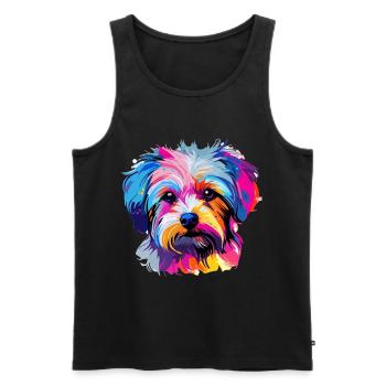 Morkie chien race animal coloré Pop Art - Débardeur bio Premium Homme - noir - Devant - Michal (187cm)