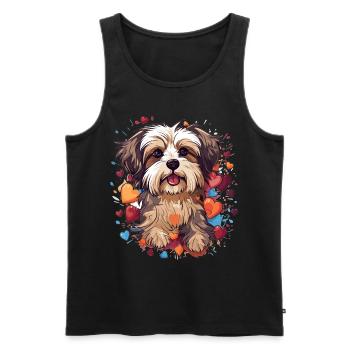 Morkie Dog Breed Pet Cute Graphic with Hearts - Men's Premium Organic Tank Top - black - Front - Michal (187cm)