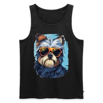 Morkie Dog Breed Pet Cute Graphic with Sunglasses - Men's Premium Organic Tank Top - black - Front - Michal (187cm)