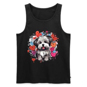 Morkie chien race animal mignon graphique avec des coeurs - Débardeur bio Premium Homme - noir - Devant - Michal (187cm)