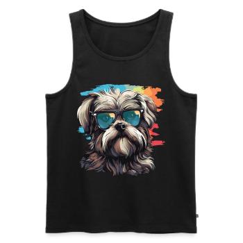 Morkie Dog Breed Pet Cute Graphic with Sunglasses - Men's Premium Organic Tank Top - black - Front - Michal (187cm)