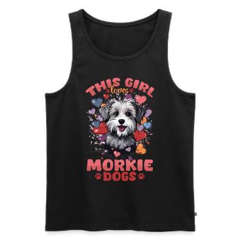 Morkie Dog Breeded Pet Cette fille aime les chiens Morkie - Débardeur bio Premium Homme - noir - Devant - Michal (187cm)