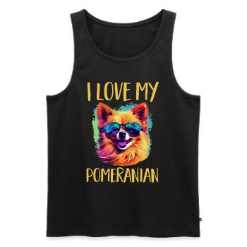 Pomeranian Pom Dog Pom-Pom - I Love my Pomeranian - Männer Premium Bio Tank Top - Schwarz - Vorne - AI Model Male 178 light (178cm)