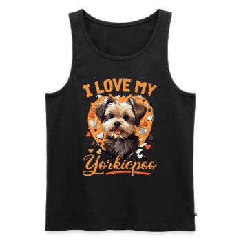 Yorkiepoo chien race animal de compagnie j’aime mon Yorkiepoo - Débardeur bio Premium Homme - noir - Devant - Michal (187cm)