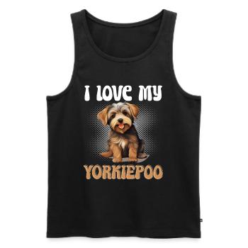 Yorkiepoo chien race animal de compagnie j’aime mon Yorkiepoo - Débardeur bio Premium Homme - noir - Devant - Michal (187cm)