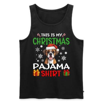 Boxer chien Noël pyjama joyeux Noël - Débardeur bio Premium Homme - noir - Devant - AI Model Male 178 light (178cm)