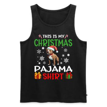 Pitbull Terrier Dog Christmas Pajama Merry X-mas - Männer Premium Bio Tank Top - Schwarz - Vorne - Michal (187cm)