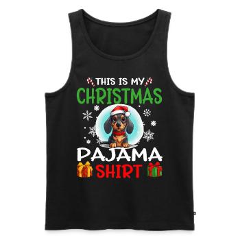 Dachshund Doxie Dog Christmas Pajama Merry X-mas - Männer Premium Bio Tank Top - Schwarz - Vorne - AI Model Male 178 light (178cm)