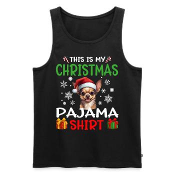 Chihuahua Chiwawa chien Noël pyjama joyeux Noël - Débardeur bio Premium Homme - noir - Devant - Michal (187cm)