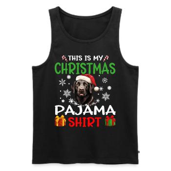 Labrador Retriever chien Noël pyjama joyeux Noël - Débardeur bio Premium Homme - noir - Devant - Michal (187cm)