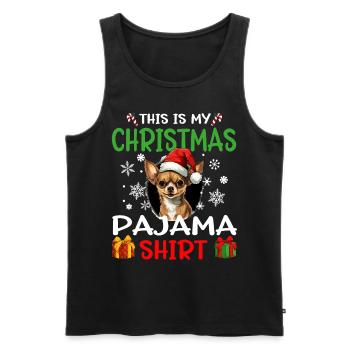 Chihuahua Chiwawa Chien Noël Pyjama Joyeux Noël - Débardeur bio Premium Homme - noir - Devant - Michal (187cm)
