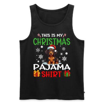 Teckel Wiener chien Noël pyjama joyeux Noël - Débardeur bio Premium Homme - noir - Devant - Michal (187cm)