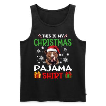 Pitbull Terrier Dog Christmas Pajama Merry X-mas - Männer Premium Bio Tank Top - Schwarz - Vorne - Michal (187cm)