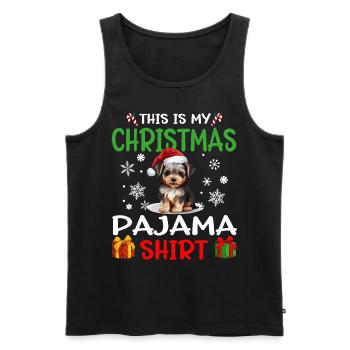 Yorkshire Terrier Yorkie Dog Christmas Pajama - Männer Premium Bio Tank Top - Schwarz - Vorne - Michal (187cm)