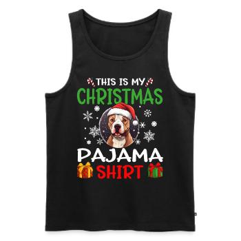 Pitbull Terrier Pittie Dog Christmas Pajama - Männer Premium Bio Tank Top - Schwarz - Vorne - AI Model Male 178 light (178cm)