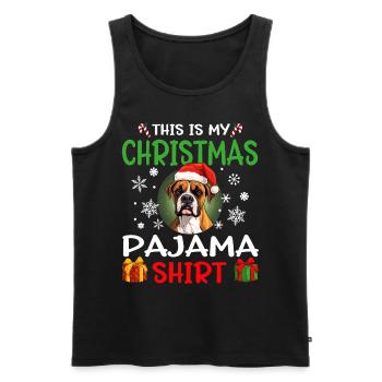 Boxer chien Noël pyjama joyeux Noël - Débardeur bio Premium Homme - noir - Devant - AI Model Male 178 light (178cm)
