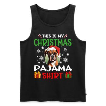 Boxer chien Noël pyjama joyeux Noël - Débardeur bio Premium Homme - noir - Devant - AI Model Male 178 light (178cm)