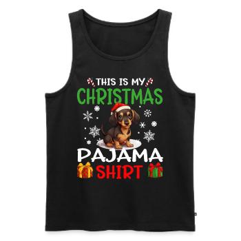 Dachshund Wiener Doxie Dog Christmas Pajama - Männer Premium Bio Tank Top - Schwarz - Vorne - AI Model Male 178 light (178cm)