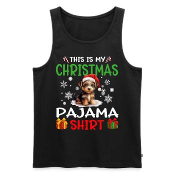 Yorkshire Terrier Yorkie Dog Christmas Pajama - Männer Premium Bio Tank Top - Schwarz - Vorne - Michal (187cm)