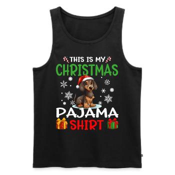 Dachshund Wiener Doxie Dog Christmas Pajama - Männer Premium Bio Tank Top - Schwarz - Vorne - AI Model Male 178 light (178cm)