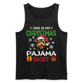 Yorkshire Terrier Yorkie Dog Christmas Pajama - Männer Premium Bio Tank Top - Schwarz - Vorne - Michal (187cm)