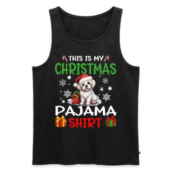 Pyjama de Noël pour chien maltais Joyeux Noël - Débardeur bio Premium Homme - noir - Devant - Michal (187cm)